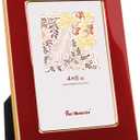 Fun Memories 4x6 Enamel Picture Frame with HD-Tempered Glass, Gold Metal Edge with Easel, Vertical & Horizontal Display, Wall and Tabletop Display Family Photo Gallery (Red Enamel,1P)