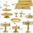 Jucoan 10 Pieces Gold Metal Cake Stand Set, Cupcake Holder Pastry Candy Fruits Serving Plate, Gold Dessert Table Stands and Trays Set for Wedding Birthday Baby Shower Bridal Shower Tea Party