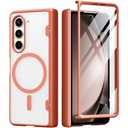MOBOSI for Z Fold 5 Case Magnetic Hinge Coverage Protection, [Compatible with Magsafe], Galaxy Z Fold 5 Case Front Screen Protector, Shockproof Full Body Phone Case for Samsung Galaxy Z Fold 5, Orange