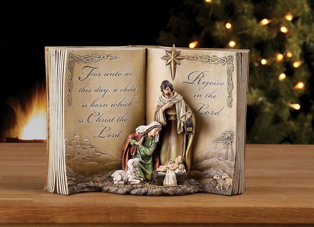 Napco Imports Holy Family Bible Nativity Scene Resin Stoneware Christmas Decoration Figurine
