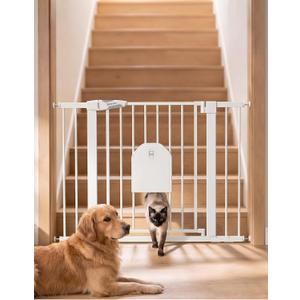 Babelio Auto Close Dog Gate with Cat Door, CatPrivilege I, 29-43"