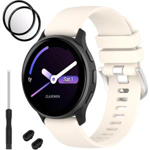Bands Compatible for Garmin Vvoactive 6, Soft Silicone Watch Strap, Waterproof Adjustable Sport Replacement Wristbands for Vvoactive 6/5/3 Smartwatch for Women and Men (Starlight)