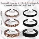 2 x DiyJibb Velvet Headbands for Women and Teens, 6PCS Non-Slip Padded Hairbands with 3 Width Options (0.6", 0.8", 1.2"), Soft Comfortable Hair Accessories for Daily Wear, Makeup, Sports, and Gifts (BlackWhite leopard print)