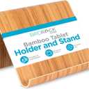 Sofia + Sam Bamboo Tablet Holder and Stand - Natural Wood - E-Readers, Smartphones - Kitchen Tabletop Organizer - Portable Stand for Books, Cookbooks, and Devices