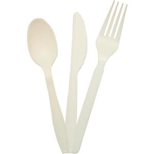 Compostable Cutlery: 24 Count, Disposable Plastic Cutlery Set, Compostable Spoons, Forks, Knives, For Birthday Parties, Wedding, Events, And More