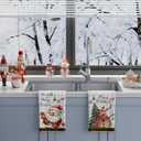 XCHI Santa Christmas Trees Deer Christmas Tree Kitchen Towels Winter Dish Towels 18x26 Inch Xmas Home Kitchen Decorations Hand Towels Set of 2 Drying Dishcloth
