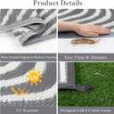 Vaukki Waterproof Outdoor Rug 9x12 Grey Striped Patio Mat