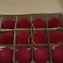 Brightown 12 Pcs Red Velvet Christmas Valentines Balls, 3.15 Inch Velvet Ornaments for Christmas Tree, Christmas Tree Flocked Ornaments Balls for Family Holiday Wedding Party Xmas Hanging Decoration