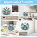 Koikify Diamond Painting Tabletop Ornament, DIY Crystal Diamond Art Kit with Blue Floral Butterfly, Stand Up Gem Painting Craft for Home & Office Decor (9.45 x 9.09 Inch/24 x 23.1 cm)