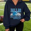 KIDDAD Football Sweatshirt for Women Game Day Graphic 1/4 Zip Shirts Football Team Fans Long Sleeve Pullover Tops (L)