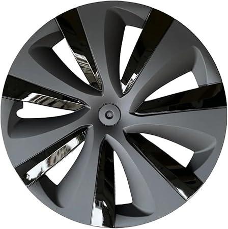 4PCS 19 Inch Hub Cap Compatible with Tesla Model Y Wheel Hubcap Right&Left Wheel Cap Full Rim Cover 2024(L-R Grey Black)