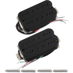 FLEOR Neck+Bridge Pickup Set Ceramic Double Coil Humbucker Pickups for Electric Guitar Pickup Replacement-Black