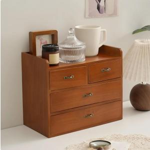 Xiaoyez Desk Drawer Organizer Wooden Desk Organizerdesktop Organizer With Drawerscountertop Drawers 4 Drawer Storage Organizeroffice Organizationoffice Organization and Storage