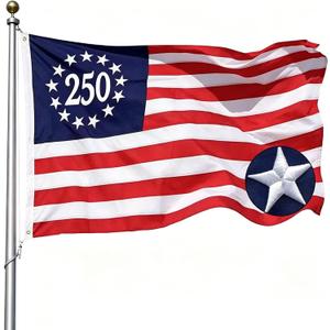250 Anniversary Betsy Ross USA Embroidered Flag 3x5 Outdoor- Patriot Commemorative 13 Stars 250th US Nylon Flags Sewn Stripes Heavy Duty Banner for Outside
