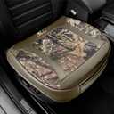 Mossy Oak Car Seat Cover, Luxury Faux Leather Front Bottom Seat Cushion Cover, Universal Anti-Slip with Wrap-Around Design and Storage Bags, Suitable for Most Vehicles - Beige Color 1 Piece