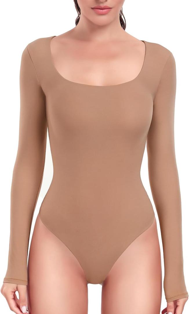 HeyNuts Scoop Neck Long Sleeve Bodysuit