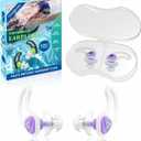 Hearprotek [2 Pairs] Swimmer Ear Plugs, Custom-fit Water Protection Adult Swimming earplugs for Swimmers Pool Shower Bathing and Other Water Sports (Purple)