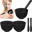 NOLITOY 3 Set Face Mask Mixing Bowls with Spatula: DIY Facemask Mixing Tool Kit for Home Salon (Black)