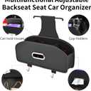 Backseat Seat Car Organizer, Multifunctional Adjustable Car Organizers and Storage, Universal Car Seat Organizer, Car Tissue Organizer with Cup Holder, Black