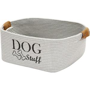 Geyecete Square Dog toy basket storage Cotton Rope Storage Basket Pet/Pet Toy And Accessory Storage Bin Doy Toy Box-Gray