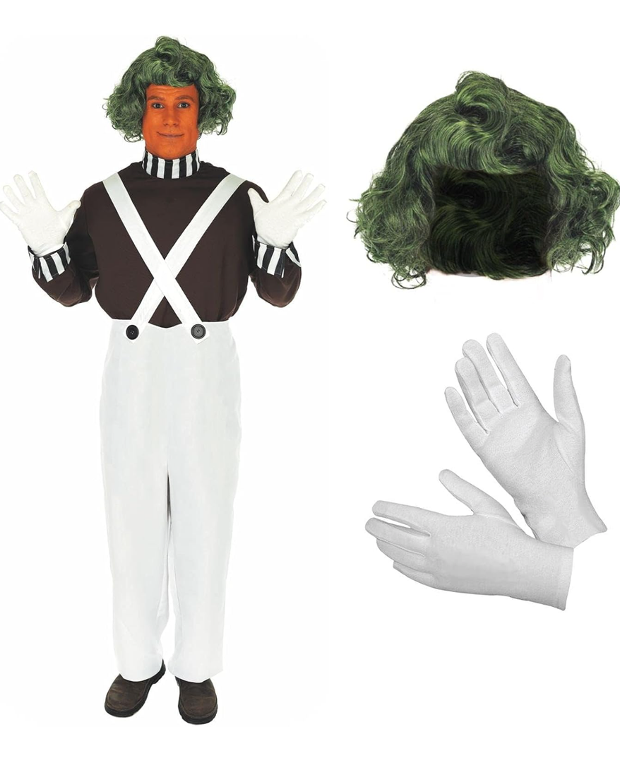 fun shack Mens Chocolate Factory Worker Costume, Chocolate Factory Costume, Candy Costume Adult Men, Movie Character Costumes, L