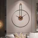 YISITEONE Large Decorative Wall Clock for Living Room,Metal & Walnut Dial Home Decor Silent Non Ticking Lightweight Clocks for Bedroom, Farmhouse, Office Decorations, 28.7''21.6'',Black