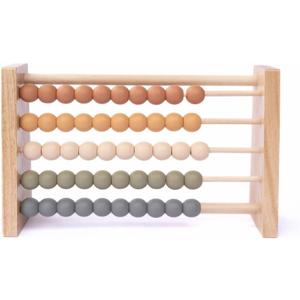 Boho Abacus - STEM Toy- Boho Nursery Decor and Playroom Decor- Math Toddler Toy with Beads- Montessori Toys - Aesthetic Modern Educational Wooden Toys (rectangle, Multicolor)