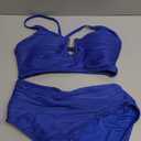 Herseas 2 Piece Bikini Set U-Wire Cutout Popular Swimsuit High Waisted Textured 2026 Summer Beach Swim Bathing Suits Small, Bright Blue