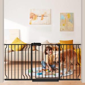 Extra Wide Baby Gate Black 63-71 Inch Wide Pressure Mounted Auto Close Child Safety Gate Long Dog Gate for House Doorways, 62.20"-71.65"/158-182cm