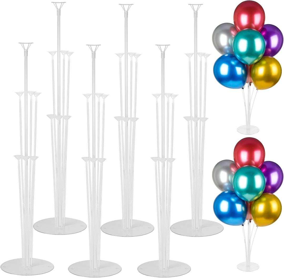 Voircoloria 6 Sets Balloon Stand Kits, Balloon Sticks Holders with Base for Table Graduation Birthday Baby Shower Gender Reveal Party Decorations