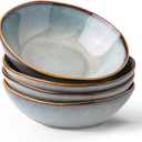 AmorArc Ceramic Cereal Bowls Set of 4, 24 oz Handmade Stoneware Bowls for Cereal Soup Salad Bread, Stylish Kitchen Bowls for Meal, Dishwasher & Microwave Safe, Greenish Blue