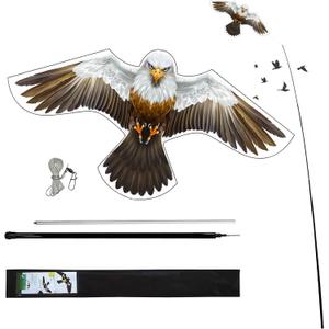 Birds Scaring Hawk Flying Kite with Pole Professional Pigeon Scarer (White)