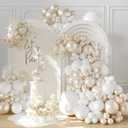 Pearl White Balloon Arch Kit 101Pcs Double Stuffed Pearl Balloons Garland Arch Kit Including Pearl White Clear Balloons for Wedding Bridal Shower Engagement Baby Shower Birthday Party Decorations