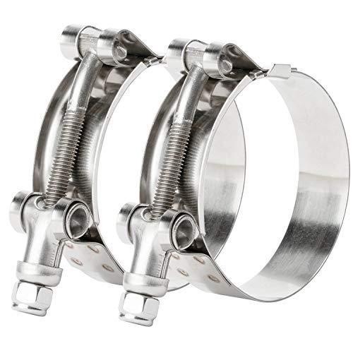 ISPINNER 2 Pack 5 Inch Stainless Steel T-Bolt Hose Clamps, Clamp Range 133-141mm for 5" Hose ID, Pack of 2