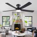 Ayaoty 46" Ceiling Fans with Lights and Remote - Black Flush Mount Ceiling Fan Light with ABS Blades and 3CCT Dimmable, Reversible, Low Profile Fan Light for Indoor Modern Bedroom, Kitchen