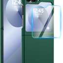 3 x GooseBox for Samsung Galaxy Z Flip 6 Case with Screen Protection,Z Flip 6 Slim HD Clearly Case Ultra-Thin Anti-Scratch Shockproof Phone Case(Green)
