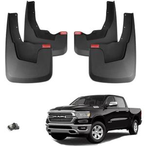 Mud Flaps for 2019 2020 2021 2022 2023 2024 RAM 1500 New Body Style/Non-Classic Model/Only Fits with OEM Fender Flares/Not for TRX Model/No Drill All Weather Mudflaps Splash Guards for Trucks