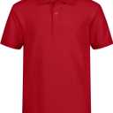 Nautica Boys' School Uniform Short Sleeve Polo Shirt, Button Closure, Comfortable & Soft Pique Fabric (4T, Red)