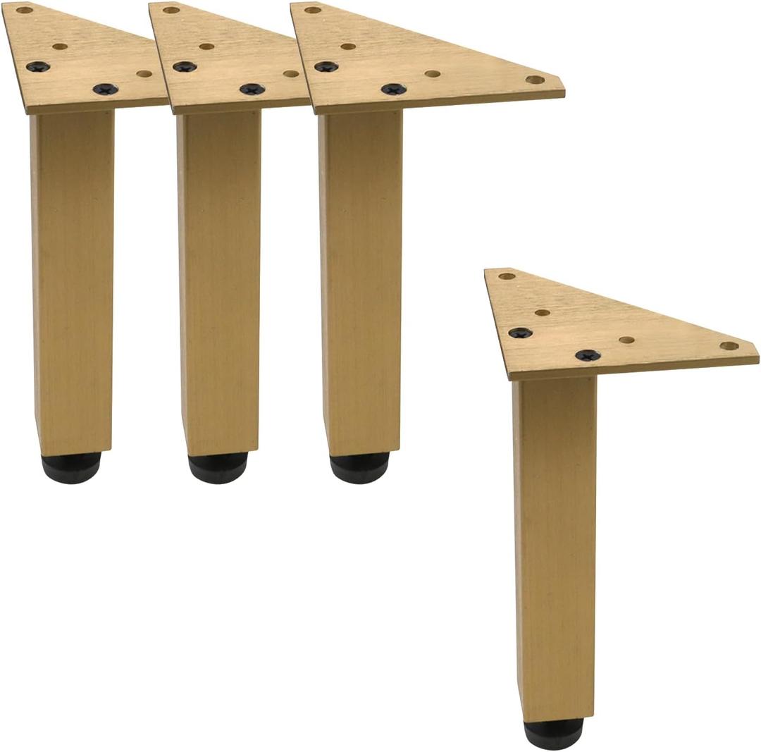 Geesatis 4 Inch Heavy Duty Adjustable Table Legs - Set of 4, 1000lbs Capacity, Aluminum Alloy Furniture Legs for Desks, Cabinets, Sofa & Bed with Pre-Attached Screws (Vintage Bronze)