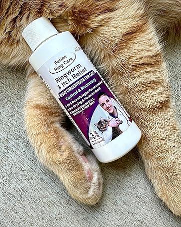 Feline Ring Care | Control & Help with Cat Ringworm, Mange, Dermatitis, Dog Paw Yeast. Also works on Dogs, Hamsters, Guinea Pigs, Rabbits, etc. 8 oz Ready to Use Spray for Cats and Itch Relief
