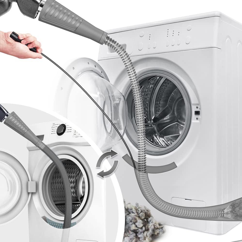 Sealegend 2PCS Dryer Vent Cleaner Kit with Guide Wire Vacuum Hose Attachment Brush Lint Remover Power Washer and Dryer Vent Vacuum Hose Grey (Gray)