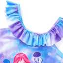 Dvenki Girls One Piece Swimsuit - Adjustable Strap, Checked Face & Mermaid Print Toddler Ruffle Bathing Suit Size 2T-10