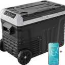 EUHOMY 12 Volt Refrigerator, 35QT(33L) Dual Zone Electric Cooler, Portable Freezer 12V/24V DC 110-240V AC, 12V Fridge -4~68, 12V Cooler with Wheels & Basket for Travel, Truck, Camping, Boat