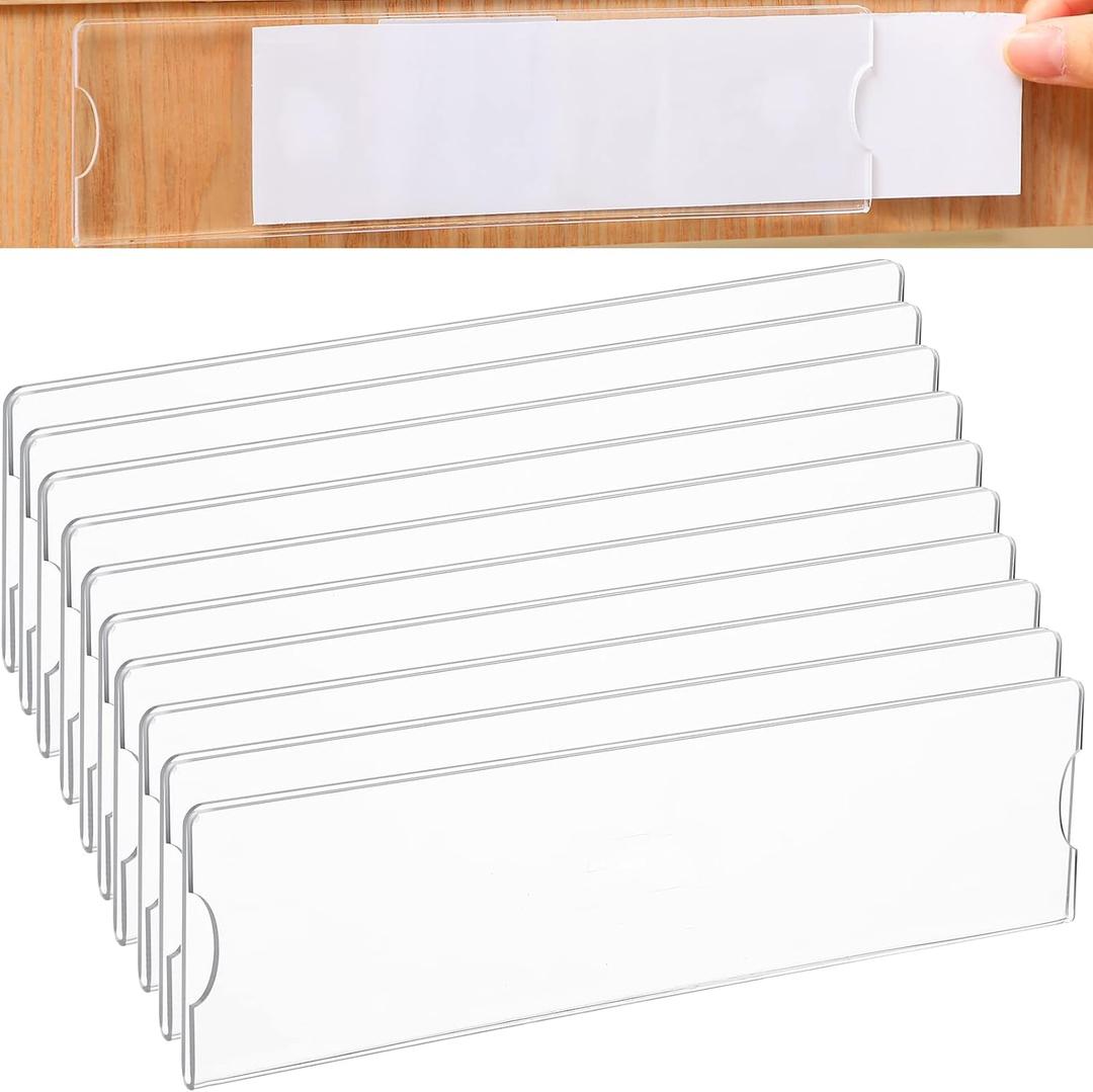 Yulejo 30 Pack Acrylic Name Plate Holder 2x8 Inch, Clear Desk & Door Name Plates with Strong Adhesive, Insertable Office Sign Holder for Desk Door Classroom Home Office