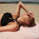 BAY LAUREL Turkish Beach Towel with Travel Bag 39 x 71 Quick Dry Sand Free Lightweight Large Oversized Towels Light