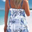 ROSEWE 2025 Tankini Swimsuits for Women, Two Piece Bathing Suits with Shorts, Modest Tank Top Swim Dress (Blue, XL)