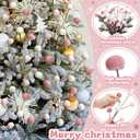 6 Pcs 14 Inch Christmas Tree Picks Velvet Christmas Ornaments Spheres Ball Pick Velvet Xmas Tree Branches Hanging Decoration Wreath Home Office Party Ornament(Pink,White)