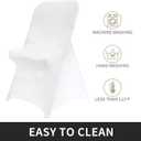 Peomeise Stretch Spandex Folding Chair Cover for Wedding Party Dining Banquet Event (White, 6pcs)