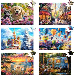 6 Packs 36 Large Piece Puzzle for Seniors,Dementia Alzheimer's Products Activities for Elderly Adults,Easy Puzzle Alzheimers Memory Cognitive Game Gift for Patient in Nursing Home with 6 Storage Bags