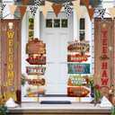 Moukeren 14 Pcs Western Party Decorations West Cowboy Banners Wild West Banners Yee Haw Directional Sign Welcome Cowboy Banner Rodeo Country Party Decor for Birthday Western Decorations